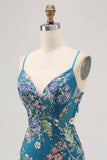 Preto Bodycon Vestido Curto Floral Homecoming com Sequins