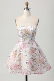 Rosa Brilhante De Baile/Princesa Mini Vestido Cocktail