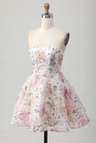 Rosa Brilhante De Baile/Princesa Mini Vestido Cocktail