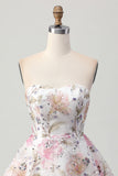 Rosa Brilhante De Baile/Princesa Mini Vestido Cocktail