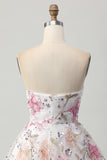 Rosa Brilhante De Baile/Princesa Mini Vestido Cocktail