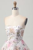 Rosa Brilhante De Baile/Princesa Mini Vestido Cocktail