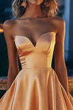 Vestido de cocktail curto A-Line Sweetheart laranja claro