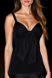 Preto A-Line Knee-Length Cocktail Dress