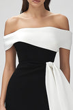 Vestido curto de marfim bodycon e preto com babados