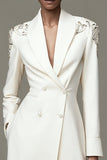Sparkly Ivory Xaile Lapela Vestido Blazer Curto