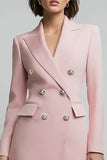 Lápis Rosa Peito Duplo Pico Lapela Blazer Vestido