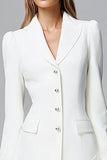 Penas Marfim Cetim Pico Lapela Bodycon Work Dress