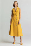 Amarelo A Linha V Pescoço Vestido de Trabalho
