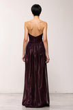 Café Strapless Bainha Vestido de Noite Longo