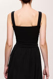 Bainha preta Ruched Correias Vestido de Noite Longo