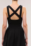 Pescoço quadrado preto Um vestido de noite longo linha