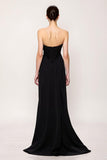 Querida bainha preta simples vestido de noite longo com fenda