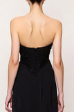 Querida bainha preta simples vestido de noite longo com fenda