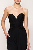 Querida bainha preta simples vestido de noite longo com fenda