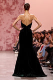 Sereia Veludo Preto Strapless Long Holiday Vestido de Festa