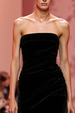 Sereia Veludo Preto Strapless Long Holiday Vestido de Festa
