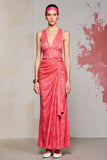 Bainha rosa Ruched Long Wedding Guest Dress