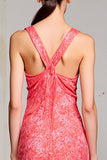 Bainha rosa Ruched Long Wedding Guest Dress