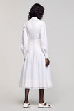 Branco A Line Mangas Longas Vestido de Noiva Convidado