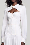 Branco A Line Mangas Longas Vestido de Noiva Convidado