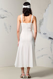Marfim V-Neck Ruched Weding Guest Dress com fenda