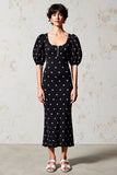 Bainha preta Polka Dot Vestido de Noiva Convidado