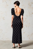 Bainha preta Polka Dot Vestido de Noiva Convidado