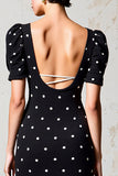Bainha preta Polka Dot Vestido de Noiva Convidado