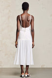 Branco A Line Midi Vestido de Noiva com Renda