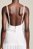 Branco A Line Midi Vestido de Noiva com Renda