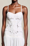 Branco A Line Midi Vestido de Noiva com Renda
