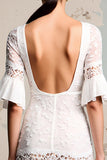Renda de Marfim Uma Linha Longo Vestido de Noiva com Mangas