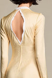 Champgane Bodycon Mangas Longas Dres Convidado de Casamento