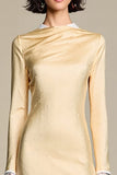 Champgane Bodycon Mangas Longas Dres Convidado de Casamento