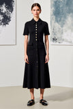 Preto A Line Collar Neck Vestido de Noiva com Mangas