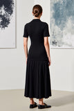 Preto A Line Collar Neck Vestido de Noiva com Mangas