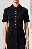 Preto A Line Collar Neck Vestido de Noiva com Mangas