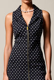 Preto Polka Dot Long Chiffon Vestido de Noiva Convidado