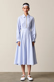 Azul Uma linha listrada midi vestido de casamento convidado
