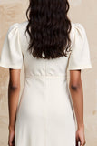 Marfim Cetim Midi Vestido de Noiva