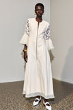Marfim Uma linha longo vestido de noiva com renda