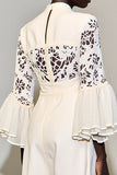 Marfim Uma linha longo vestido de noiva com renda