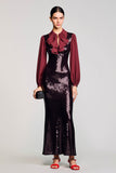 Brilhante preto Sequins bainha vestido de casamento convidado
