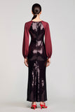 Brilhante preto Sequins bainha vestido de casamento convidado