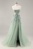 Vestido de Baile Longo com Espartilho e Alças Finas Brilhantes com Lantejoulas