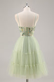 Verde A Line Appliqued Corset Homecoming Dress