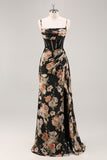 Espartilho Preto Flores Brilhante Longos Vestido Para Casamento Convidada