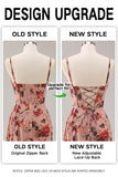 Dusty Rose Ruched Floral Corset Long Vestido de Dama de Honra com Fenda