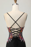 Preto Bodycon Flores Decote em V Mini Vestido Cocktail